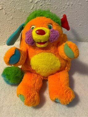 Vintage Popples "Puzzle" Orange Plush Stuffed Animal 12” Mattel 1986